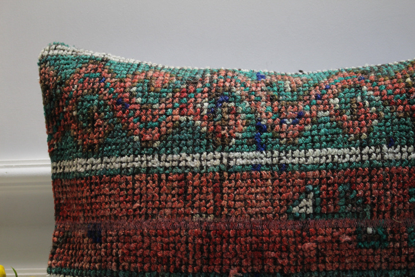 Handmade Turkish Rug Lumbar Pillow Cover: Boho Home Decor (16x24 inch)