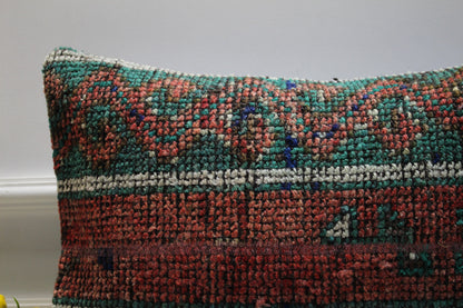 Handmade Turkish Rug Lumbar Pillow Cover: Boho Home Decor (16x24 inch)