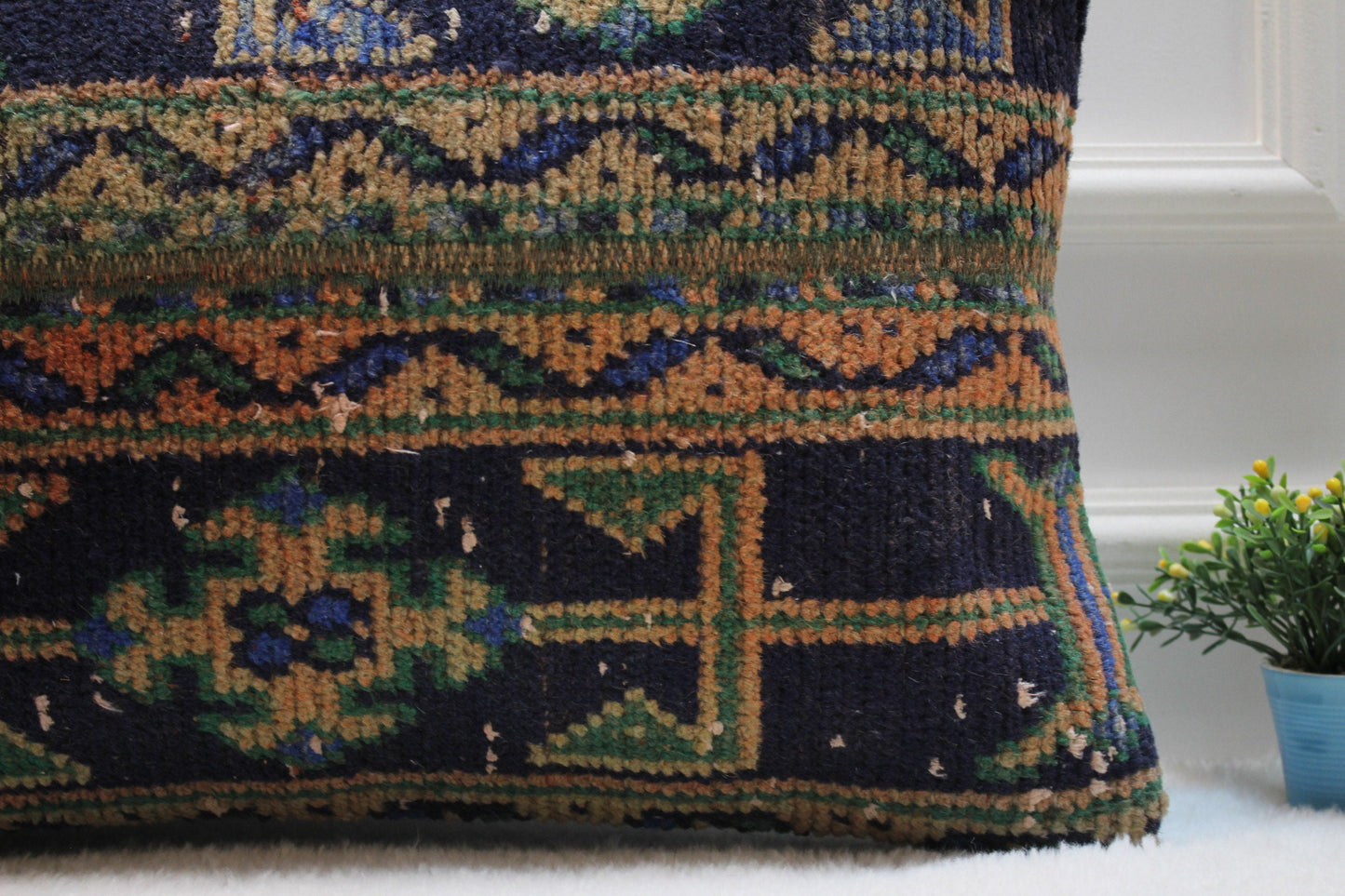 16x24 Organic Wool Kilim Pillow Cover: Patchwork Anatolian Design