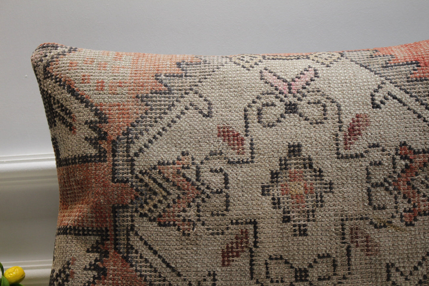 Handmade Kilim Pillow Cover: Upcycled Woven Rug, 16x24 inch
