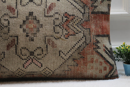 Handmade Kilim Pillow Cover: Upcycled Woven Rug, 16x24 inch