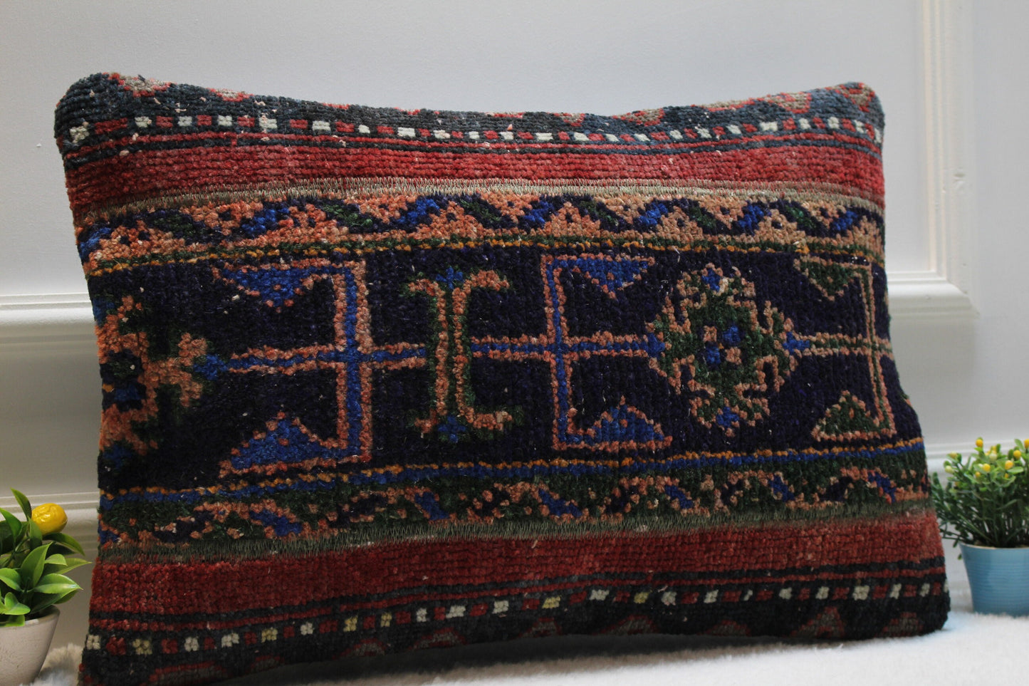 Handmade Kilim Pillow Cover (16x24 inch): Upcycled Woven Rug