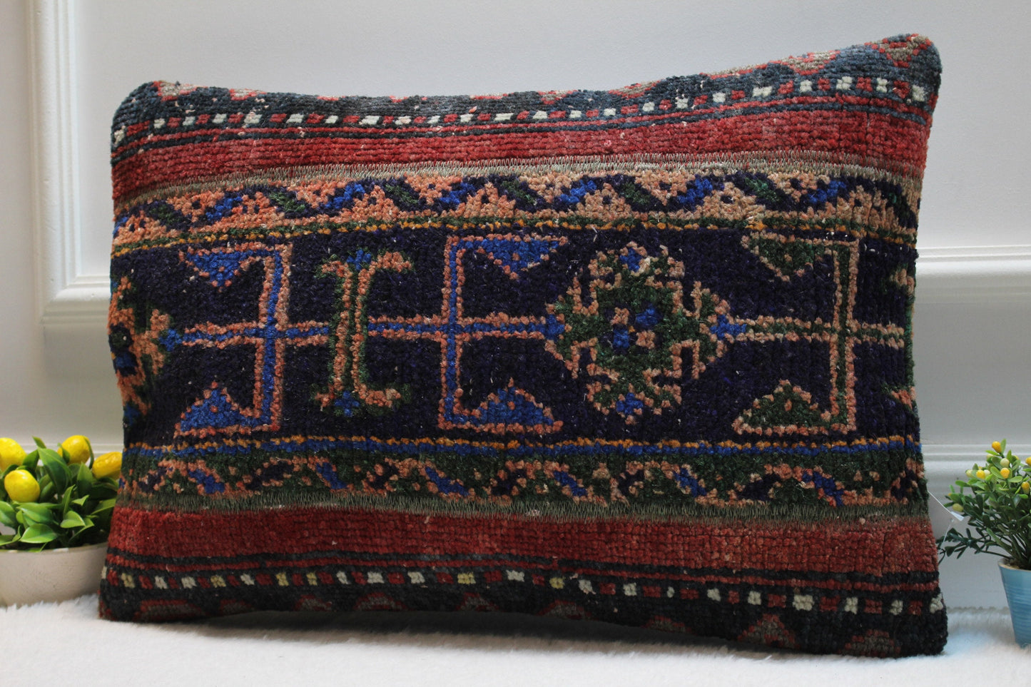 Handmade Kilim Pillow Cover (16x24 inch): Upcycled Woven Rug