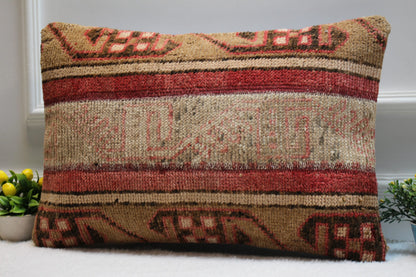 Handmade Kilim Lumbar Pillow Cover: Upcycled Rug, 16x24 inch