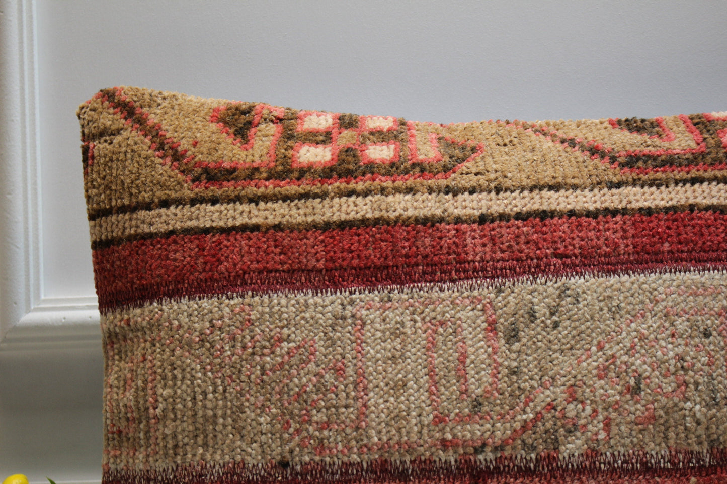 Handmade Kilim Lumbar Pillow Cover: Upcycled Rug, 16x24 inch
