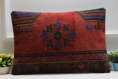 Handmade Floral Kilim Pillow Cover: Upcycled Anatolian Rug, 16x24 Lumbar