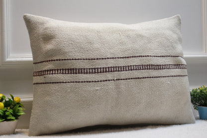 Handmade Kilim Lumbar Pillow Cover: Upcycled Vintage Rug, 16x24 inch