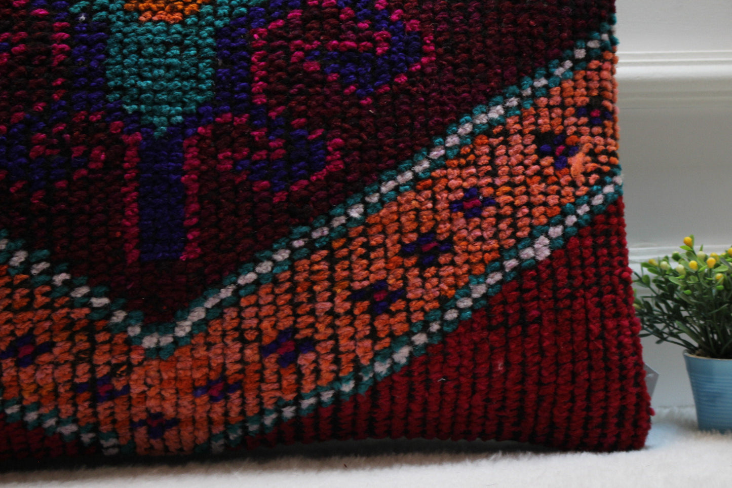 Handmade Kilim Pillow Cover: Ethnic Boho Rug Pillow, 16x24 inch