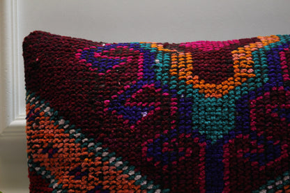 Handmade Kilim Pillow Cover: Ethnic Boho Rug Pillow, 16x24 inch
