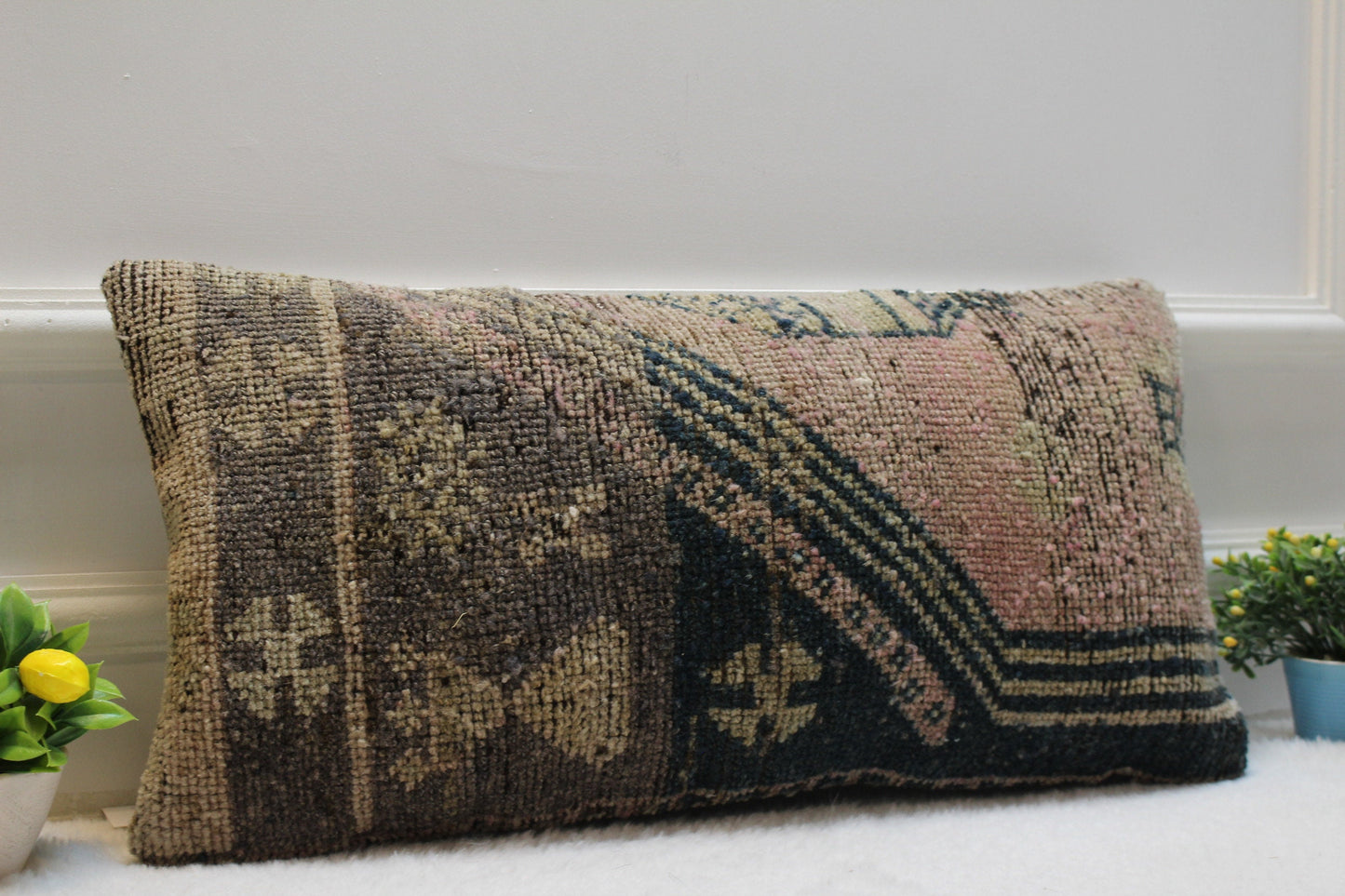 Handmade Turkish Kilim Pillow Cover (12x24 inch): Upcycled Woven Rug
