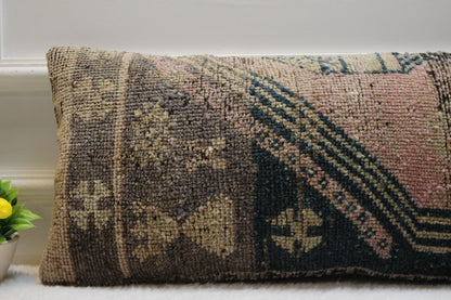 Handmade Turkish Kilim Pillow Cover (12x24 inch): Upcycled Woven Rug
