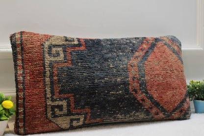 Vintage Turkish Rug Pillow Cover (12x24 inc)