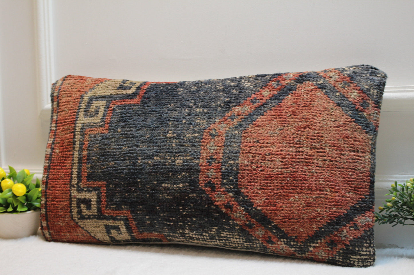 Vintage Turkish Rug Pillow Cover (12x24 inc)