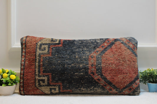 Vintage Turkish Rug Pillow Cover (12x24 inc)