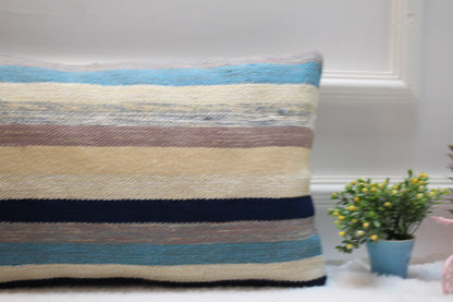 Handmade Turkish Lumbar Pillow Cover: Upcycled Kilim Rug, 12x24 inch