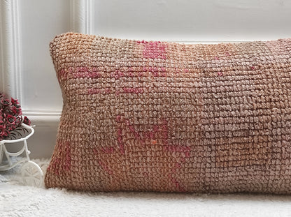 Handmade Kilim Pillow Cover (12x24 in): Upcycled Woven Rug, Boho Decor