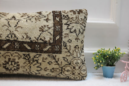 Handmade Lumbar Kilim Pillow Cover: Organic Wool Bed Pillow 12x24