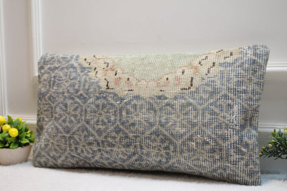 Handmade Kilim Pillow Cover: Upcycled Turkish Rug, 12x24