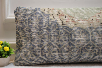 Handmade Kilim Pillow Cover: Upcycled Turkish Rug, 12x24
