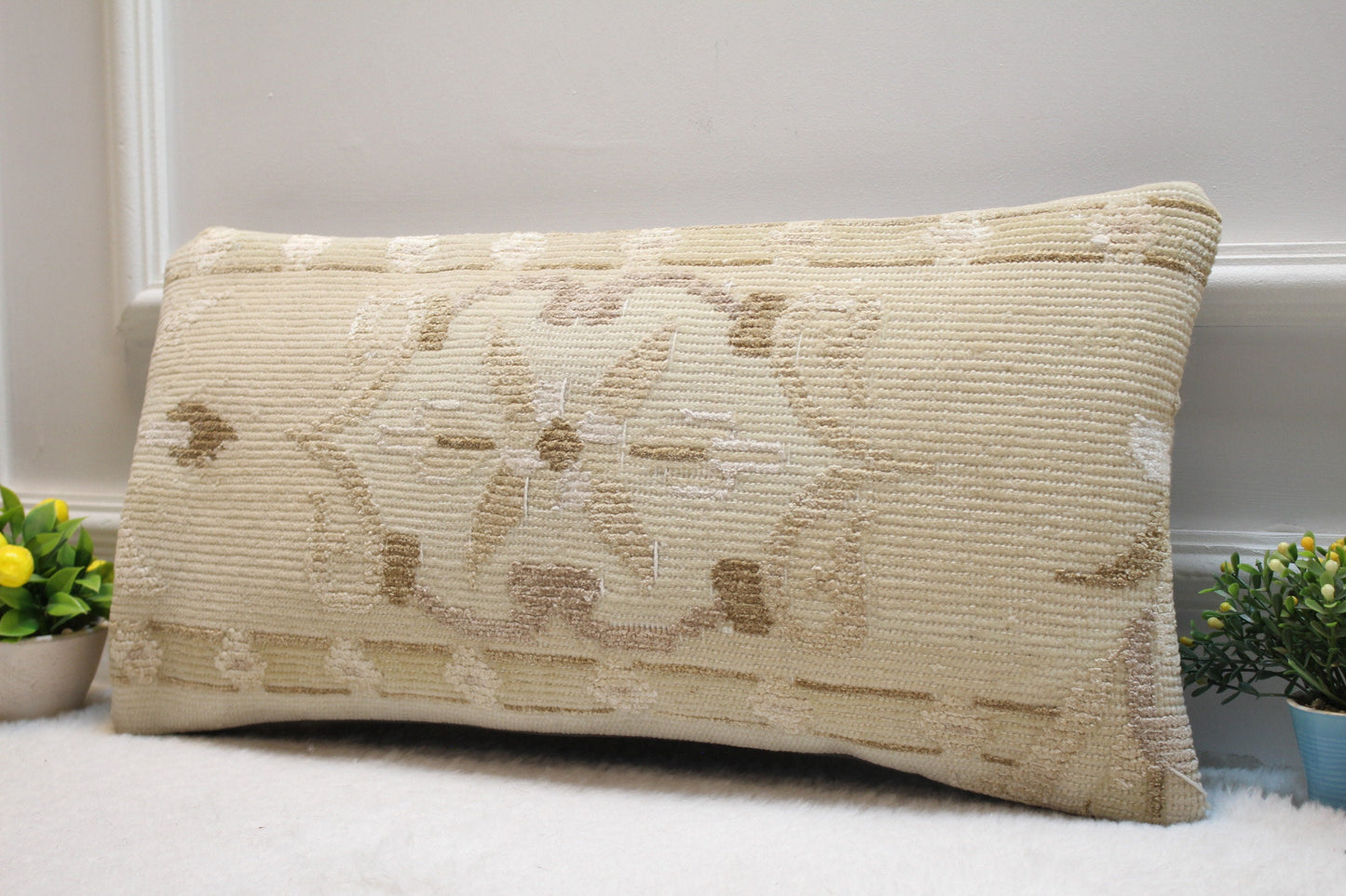 Handmade Kilim Pillow Cover: Upcycled Turkish Woven Rug (12X24 inc.)