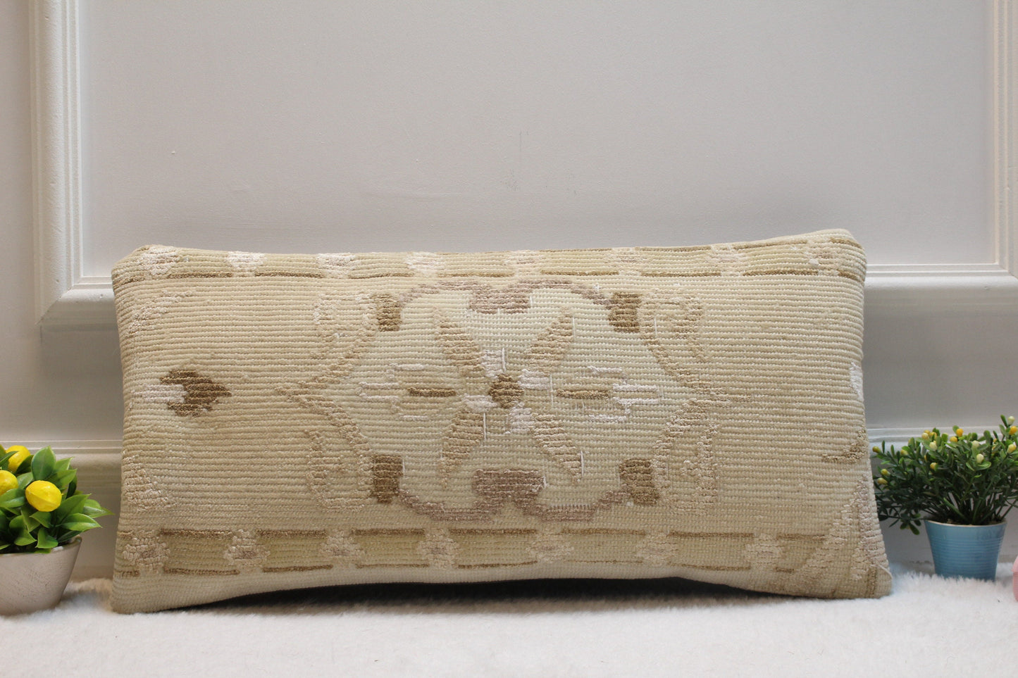Handmade Kilim Pillow Cover: Upcycled Turkish Woven Rug (12X24 inc.)