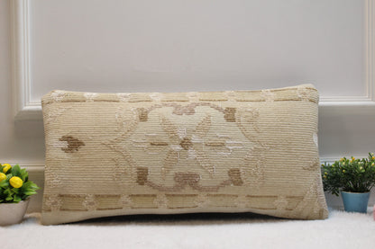 Handmade Kilim Pillow Cover: Upcycled Turkish Woven Rug (12X24 inc.)