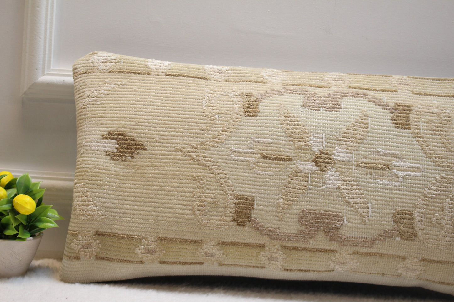 Handmade Kilim Pillow Cover: Upcycled Turkish Woven Rug (12X24 inc.)