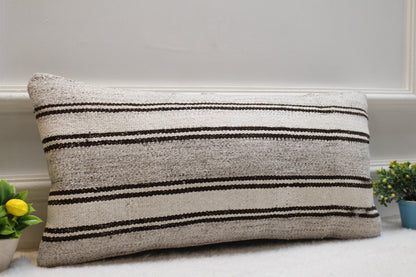 Handmade Kilim Pillow Cover: Upcycled Turkish Woven Rug, 12x24