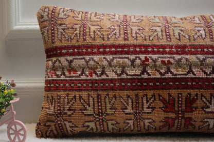 Handmade Kilim Lumbar Pillow Cover: Boho Ethnic Textile (12x24 Inch)