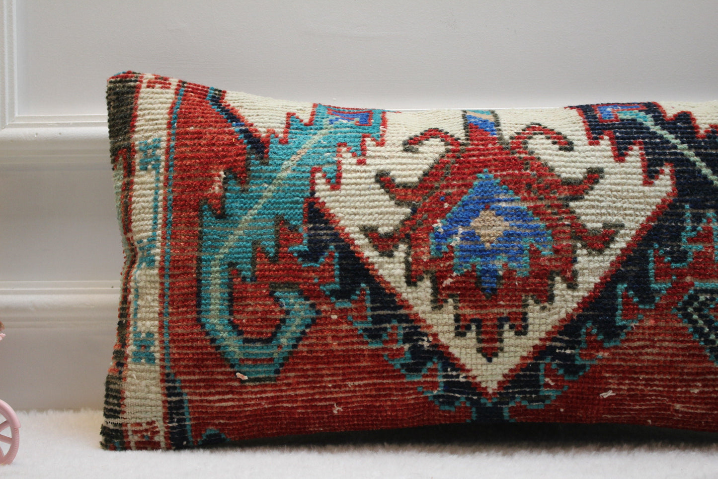 Handwoven Kilim Lumbar Pillow Cover: Rustic Ethnic Decor, 12x24
