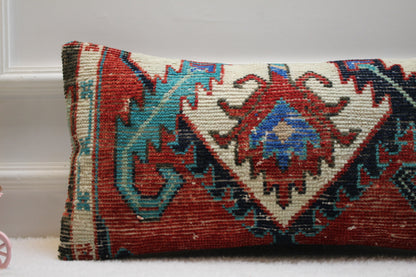 Handwoven Kilim Lumbar Pillow Cover: Rustic Ethnic Decor, 12x24