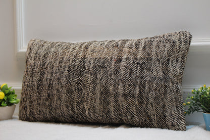 Handmade Kilim Pillow Cover: Organic Wool Boho Decor (12x24 inc)