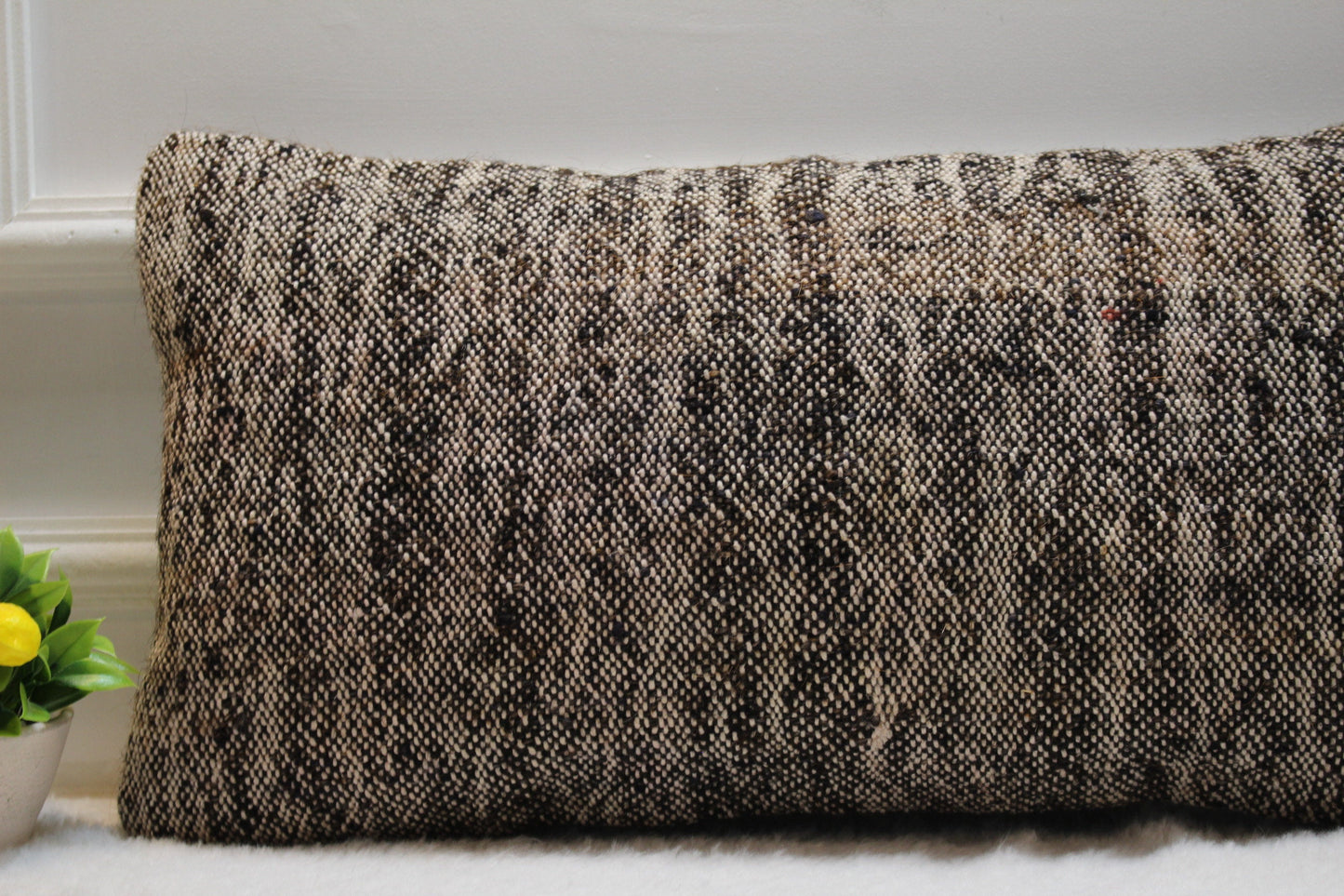 Handmade Kilim Pillow Cover: Organic Wool Boho Decor (12x24 inc)