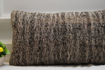 Handmade Kilim Pillow Cover: Organic Wool Boho Decor (12x24 inc)