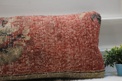 Handmade Turkish Rug Lumbar Pillow Cover: Upcycled Wool, 12x24 inc