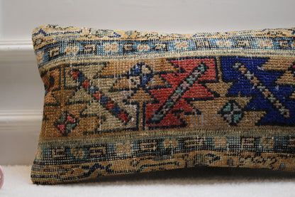 Handmade Kilim Pillow Cover: Upcycled Woven Rug, Ethnic Decor (12x24 inc)