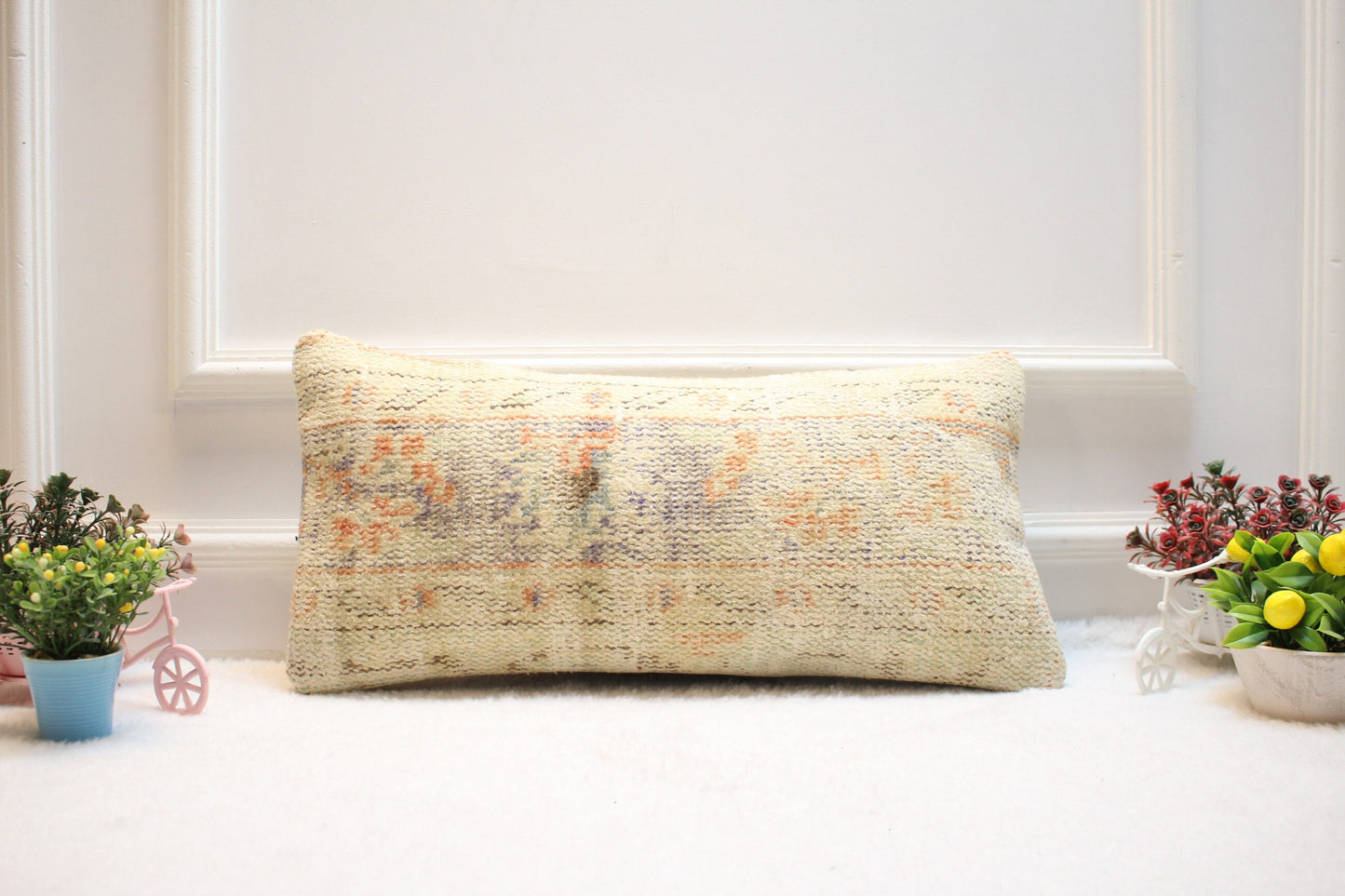 Handwoven Kilim Pillow Cover: Upcycled Ethnic Lumbar Cushion (12x24 inc)