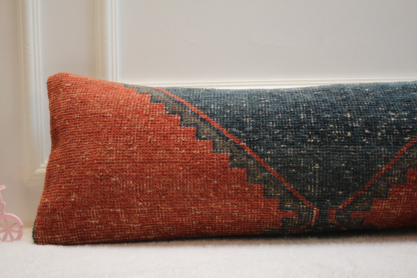 Handmade Kilim Lumbar Pillow Cover: Vintage Turkish Rug, 12x36 inch