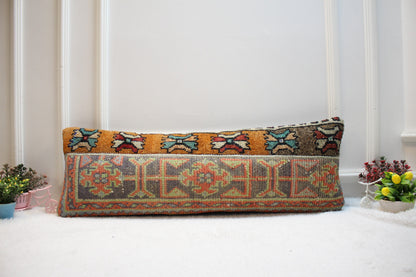 Handmade Kilim Lumbar Pillow Cover: Turkish Rug Pillow, 12x36