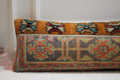 Handmade Kilim Lumbar Pillow Cover: Turkish Rug Pillow, 12x36