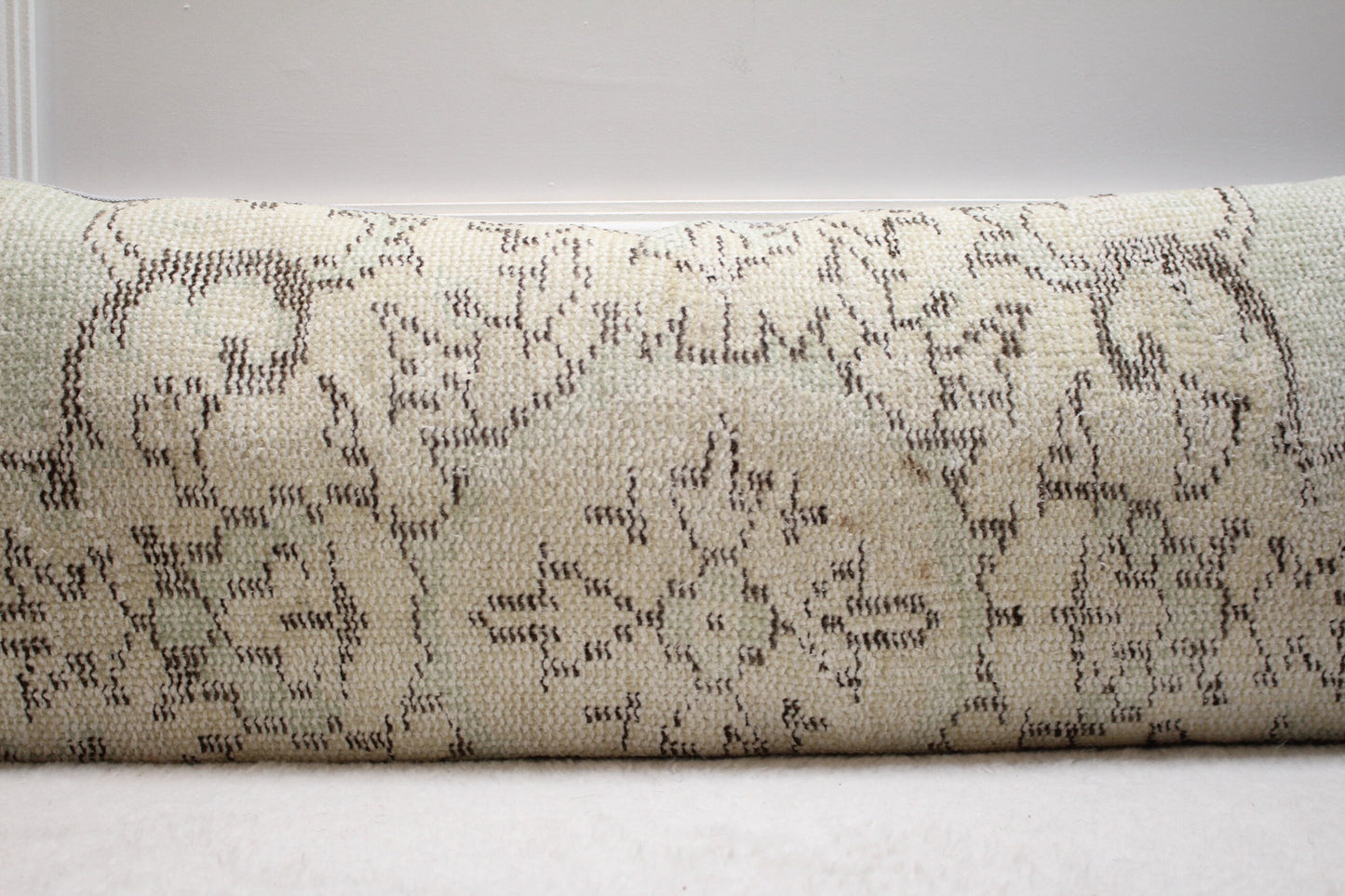 Long Lumbar Turkish Rug Pillow: Vintage Floral Pillow Cover (12x36 in)