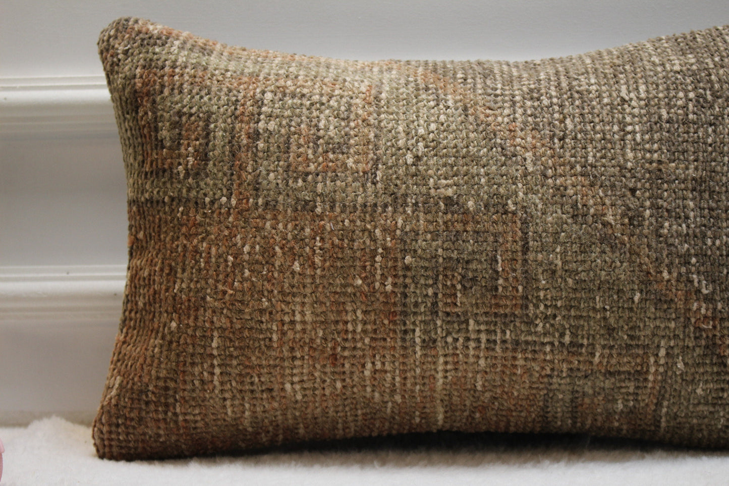 Handmade Kilim Lumbar Pillow Cover: Boho Woven Rug, 12x20 inch