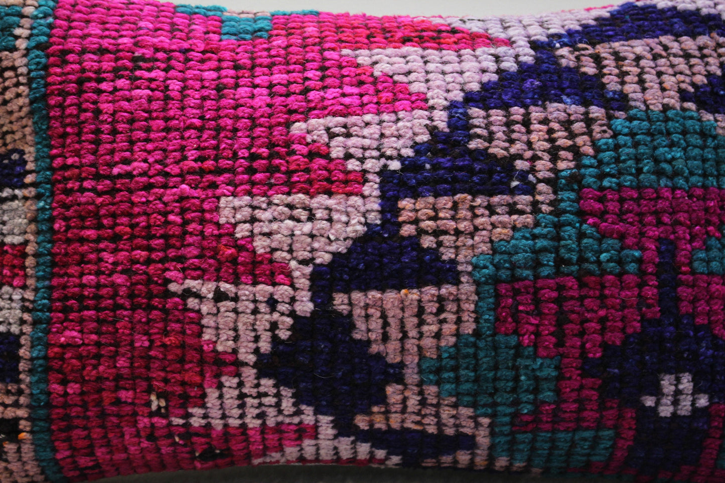 Handmade Kilim Lumbar Pillow Cover: Pink Vintage Rug, 12x20 inc
