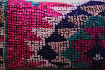 Handmade Kilim Lumbar Pillow Cover: Pink Vintage Rug, 12x20 inc