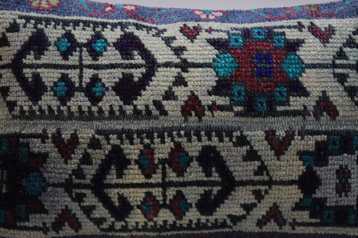 Handmade Kilim Lumbar Pillow Cover: Upcycled Vintage Rug, 12x20 inch