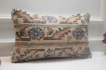 Ethnic Lumbar Pillow Cover: Vintage Rug, Organic Wool (12x20 inc)