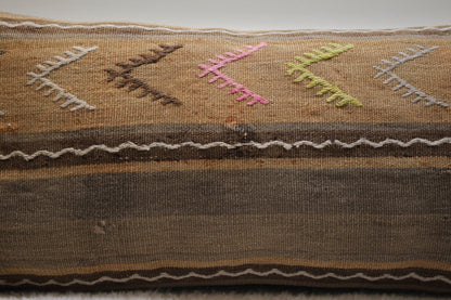 Handmade Kilim Pillow Cover: Organic Wool, Vintage Turkish Design (12x24 inc)