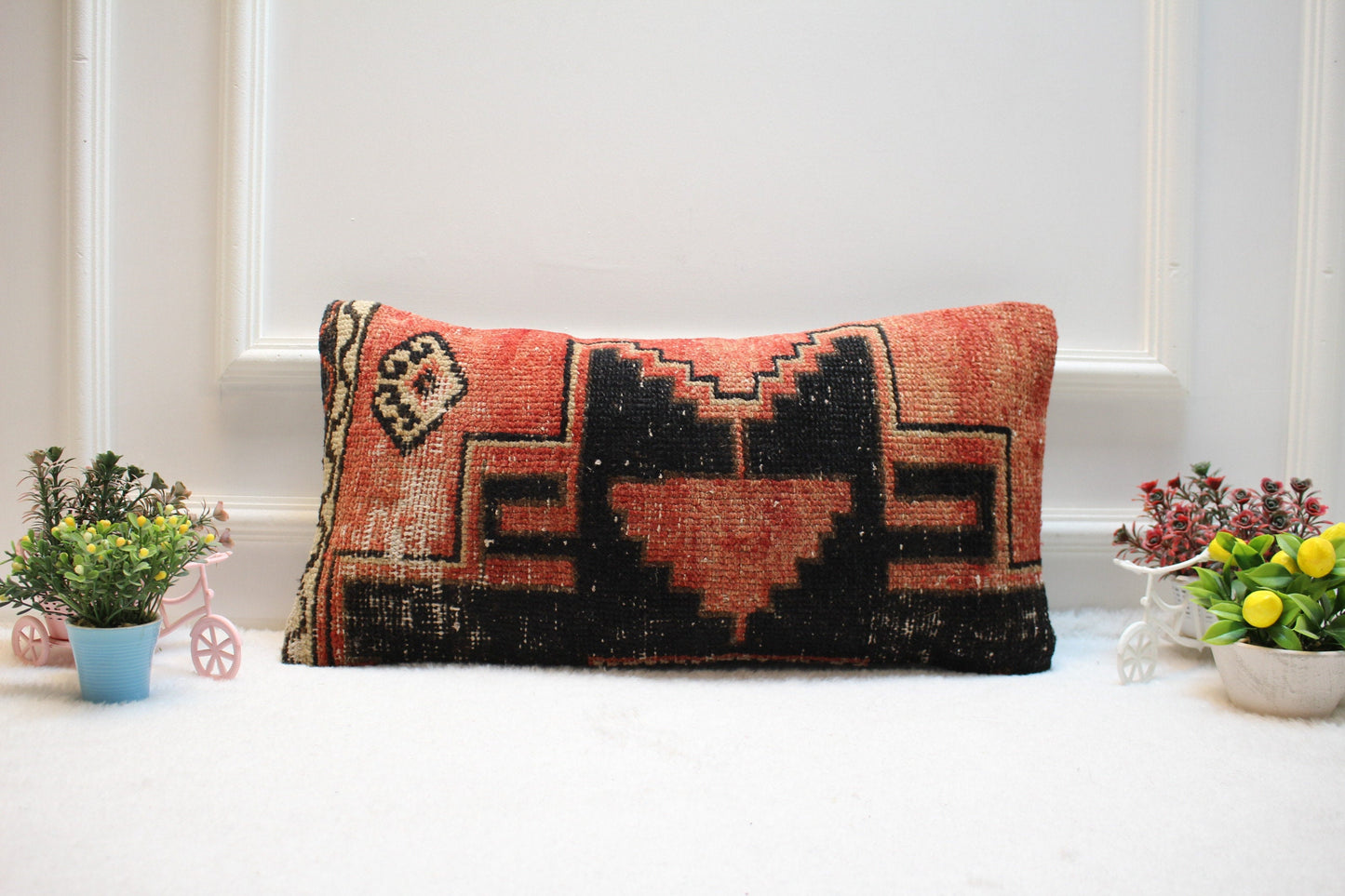 Ethnic Turkish Rug Pillow Cover: Vintage Anatolian Design, 12x24 inch