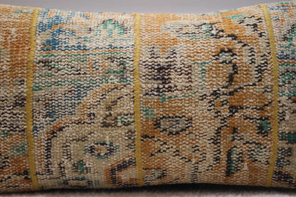 Floral Turkish Rug Pillow Cover: Handmade Wool Lumbar Pillow, 12x24 inc