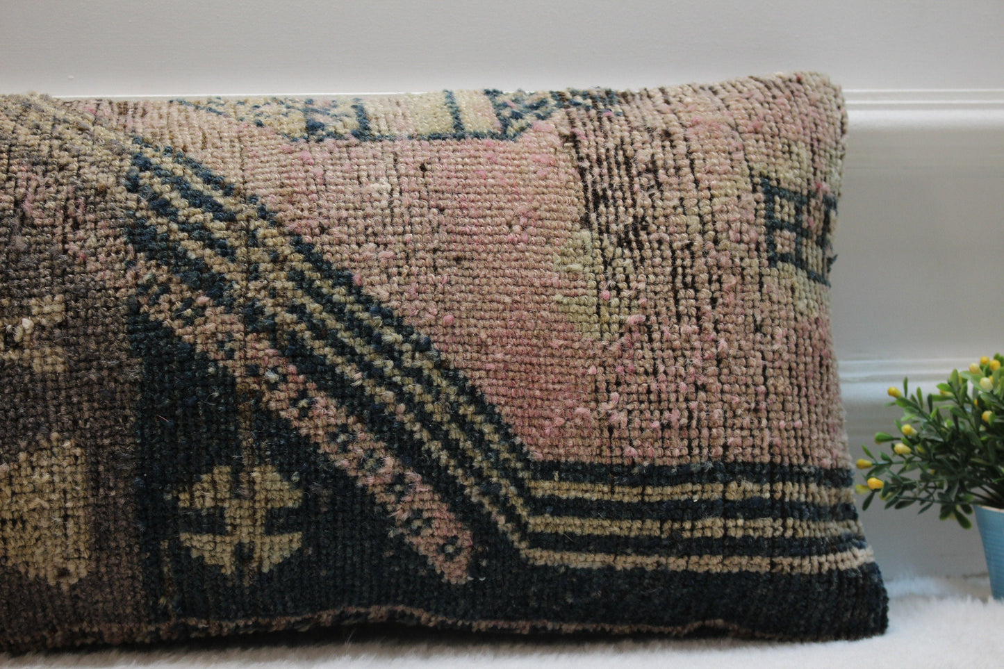 Handmade Turkish Kilim Pillow Cover (12x24 inch): Upcycled Woven Rug